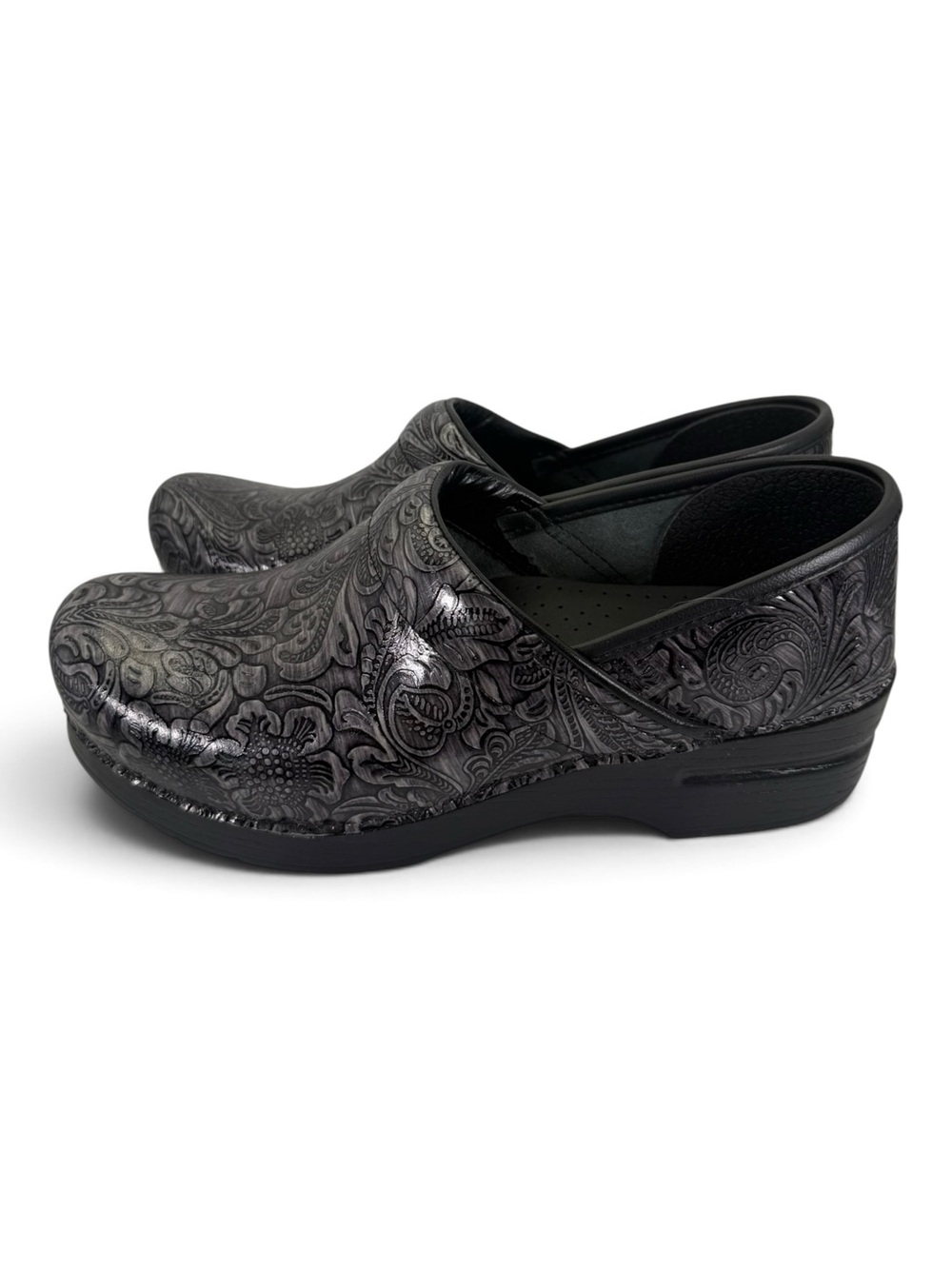 NEW Dansko Embossed Floral Leather Clogs Size 39 - Picture 3 of 7